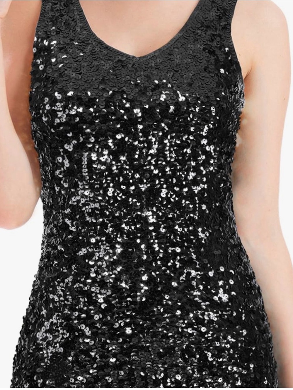 Black Sequin Tank Dress - Women's Evening Dress